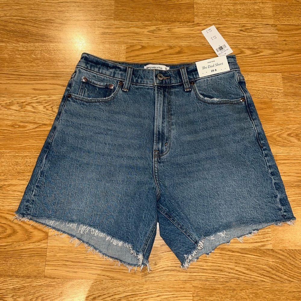 Abercrombie & Fitch Blue Cut Off Dad Shorts Size 29